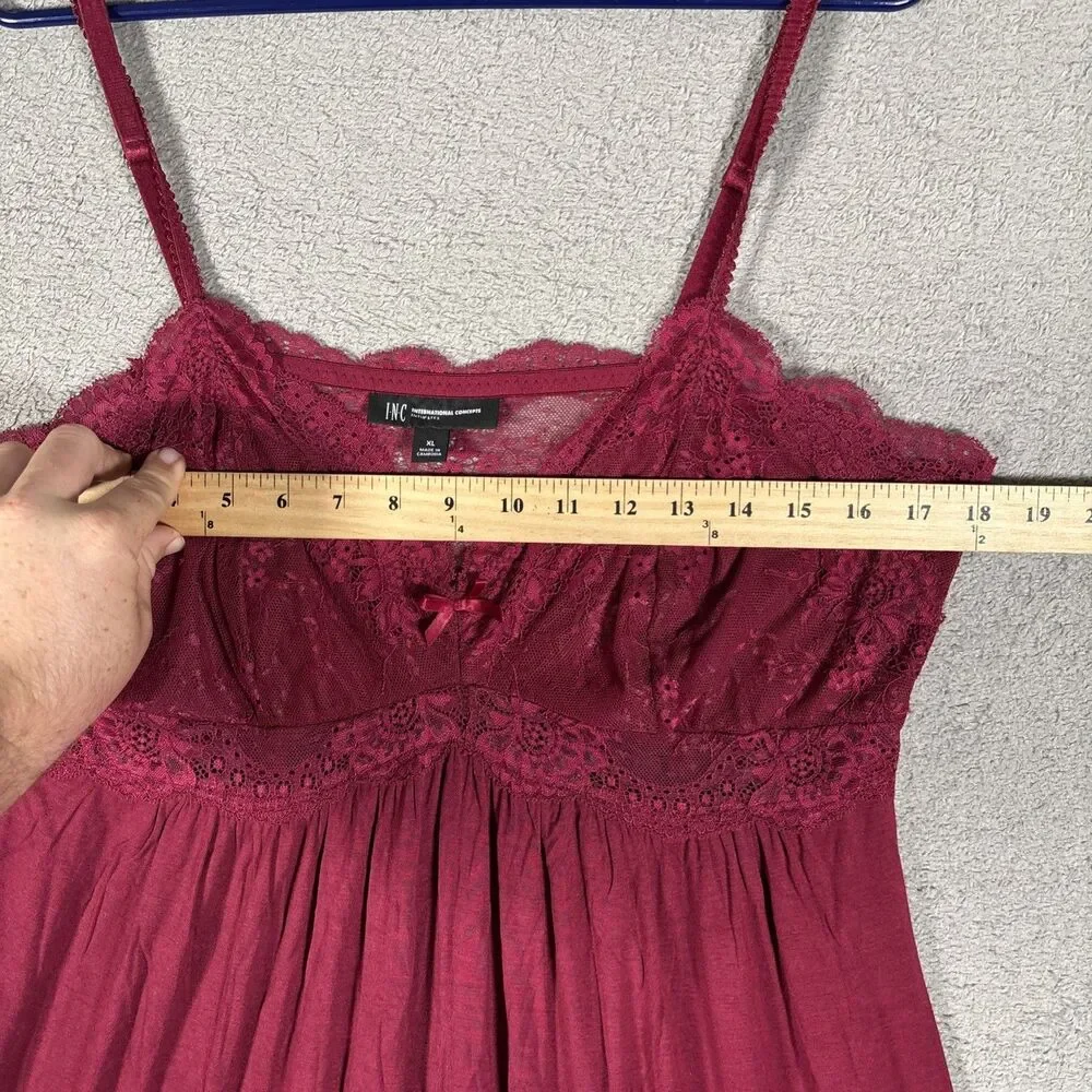 INC Intimates Babydoll Nightie Lace‎ Women’s Size XL Burgundy Romantic Fairycore